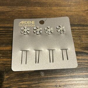 Adrene Hair Charms Pins new set of 4 crystal Flowers New on card